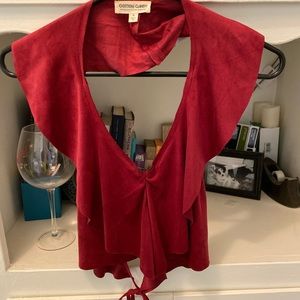 Red Suede Halter Crop Top